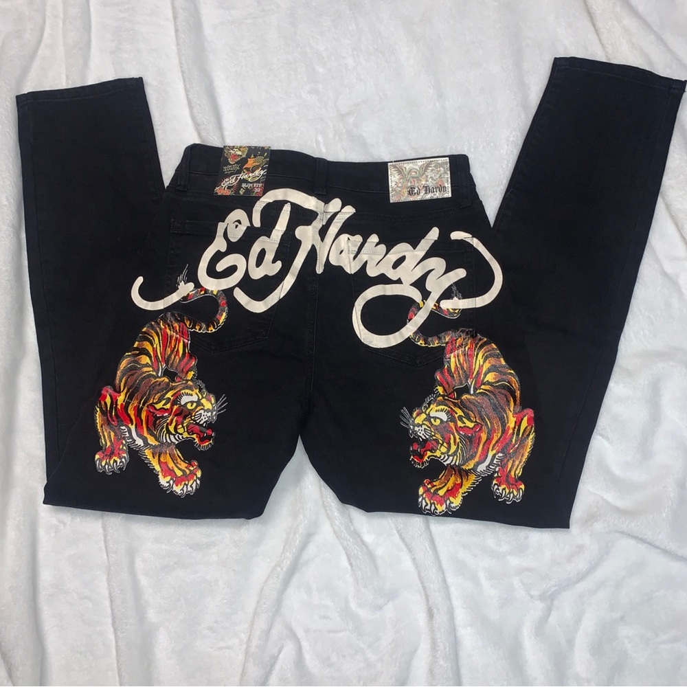 Ed Hardy Slim Taper Jeans - NWT Y2K Men’s Jeans Bengal Crawling Tiger  ALL SIZES